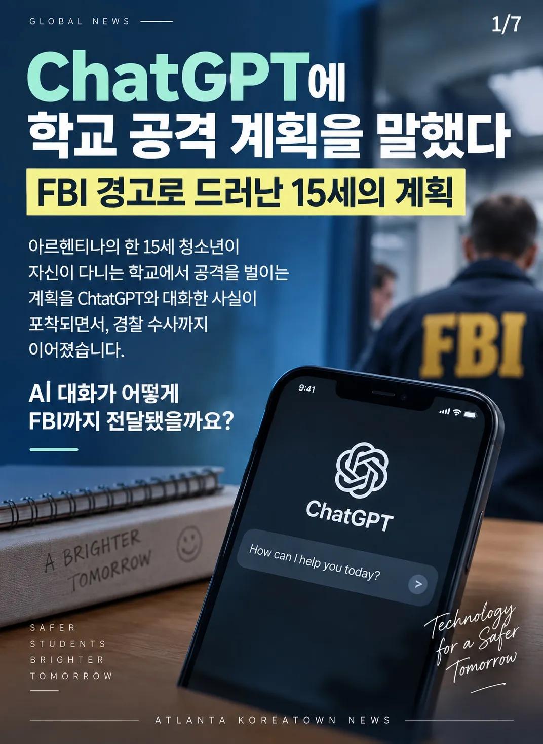 ChatGPT에 학교 공격 계획을 말했다… FBI 경고로 드러난 15세의 계획 1/7