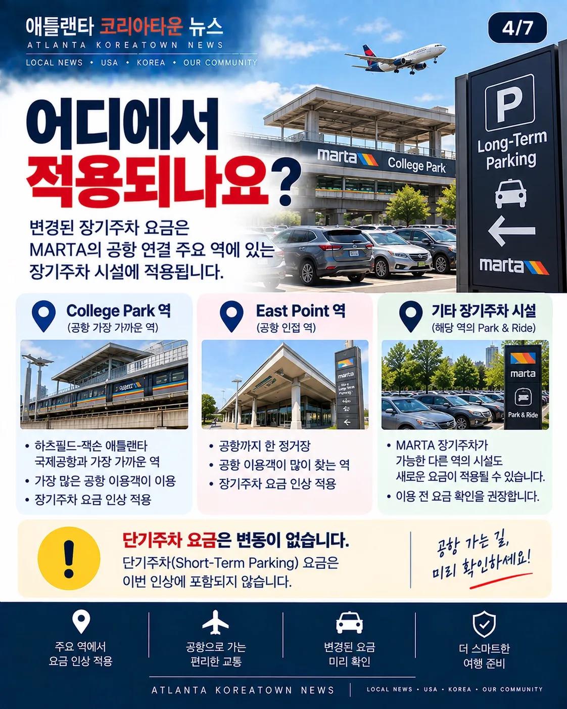 MARTA 장기주차 요금 인상…공항 이용객 주차비 확인하세요 4/7