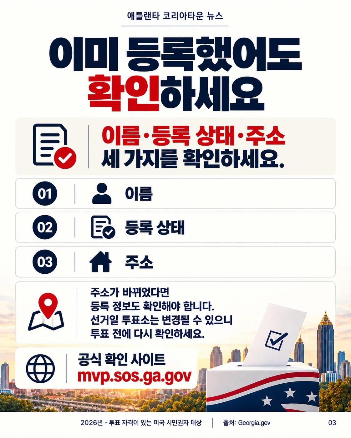 조지아 유권자등록, 10월 5일 마감! 지금 확인하세요 🗳️ 3/6