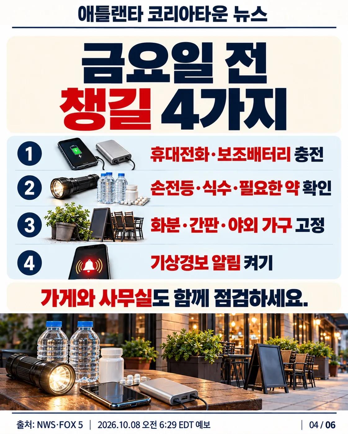 아이사이아스 북상, 애틀랜타 주말 대비 체크리스트 4/6