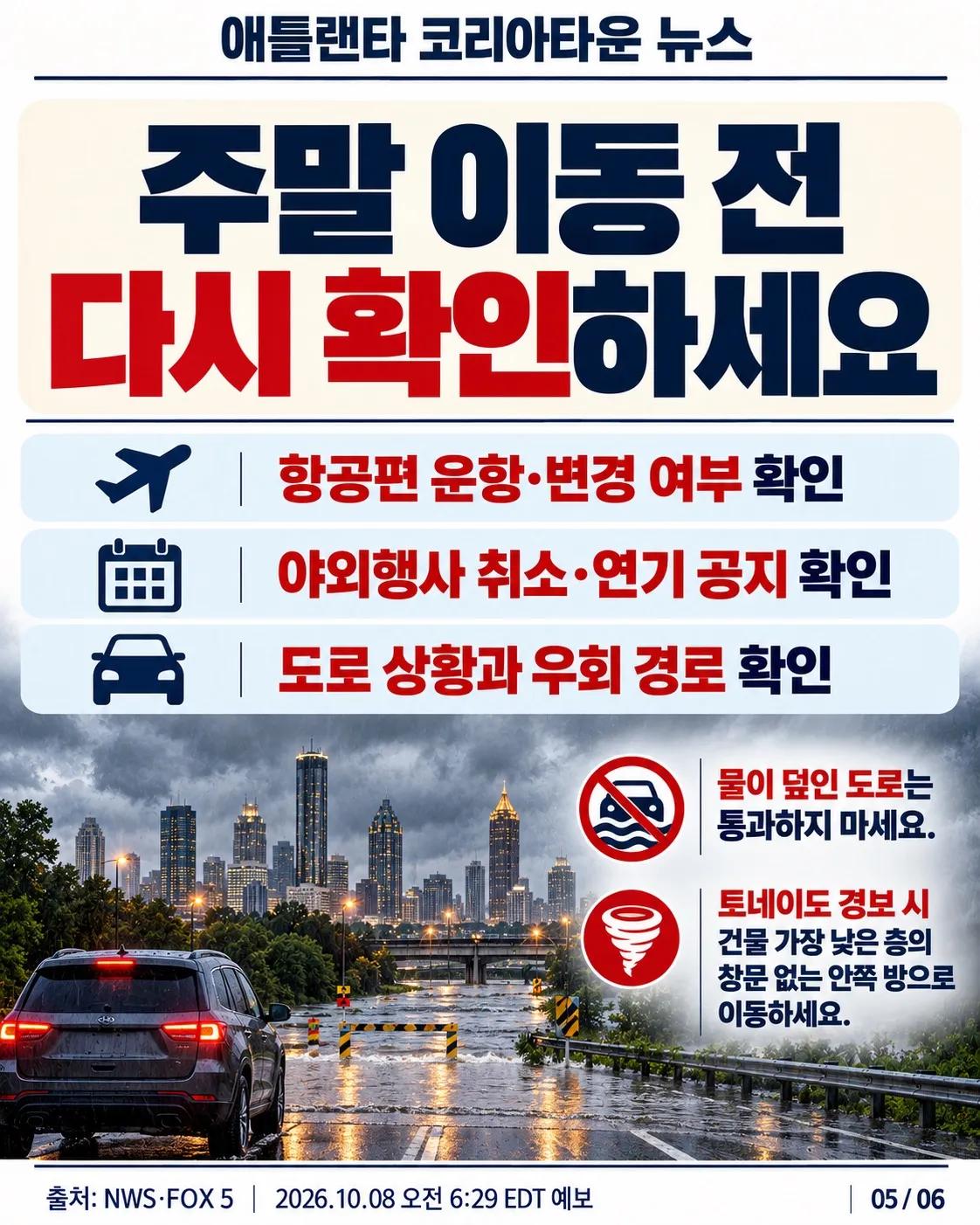 아이사이아스 북상, 애틀랜타 주말 대비 체크리스트 5/6