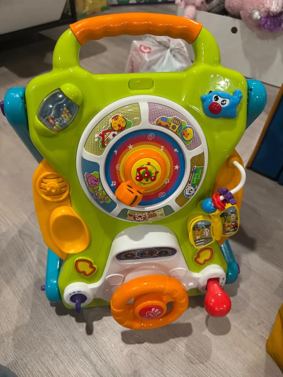 Baby magnet board and driving wheel and walker 3n1 set